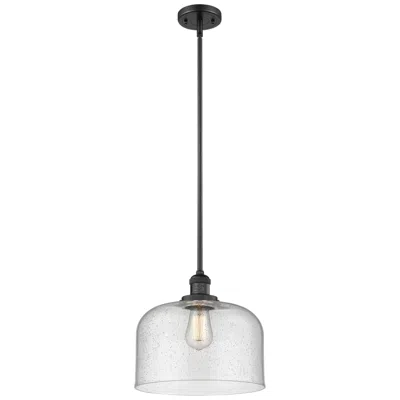 Innovations Lighting Bell 12" Wide Matte Black Led Mini Pendant With Seedy Shade