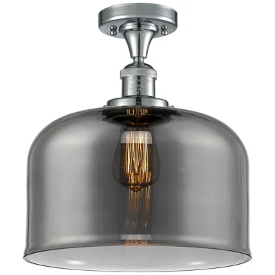 Innovations Lighting Bell 12" Wide Polished Chrome Semi Flush Mount W/ Plated Smoke Shade
