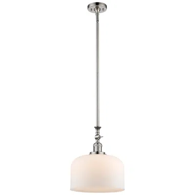 Innovations Lighting Bell 12" Wide Polished Nickel Stem Hung Mini Pendant W/ White Shade
