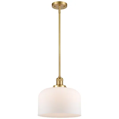 Innovations Lighting Bell 12" Wide Satin Gold Mini Pendant W/ White Glass