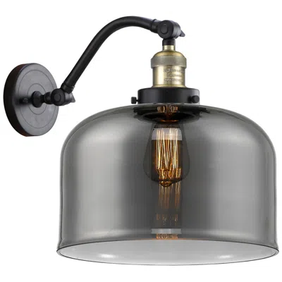 Innovations Lighting Bell 13" High Black Brass Sconce W/ Plated Smoke Shade