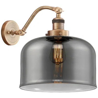 Innovations Lighting Bell 13" High Brushed Brass Sconce W/ Plated Smoke Shade