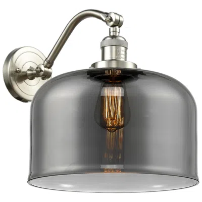 Innovations Lighting Bell 13" High Brushed Satin Nickel Sconce W/ Plated Smoke Shade