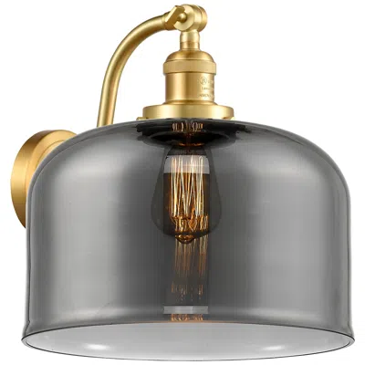 Innovations Lighting Bell 13" High Satin Gold Sconce W/ Plated Smoke Shade