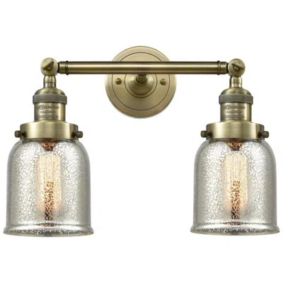 Innovations Lighting Bell 15" 2-light Antique Brass Bath Light W/ Silver Plated Mercury Sha