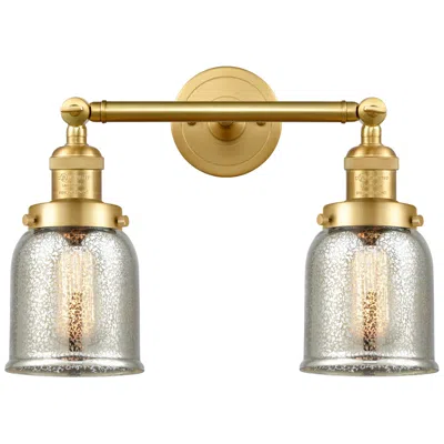 Innovations Lighting Bell 15" 2-light Satin Gold Bath Light W/ Silver Plated Mercury Shade