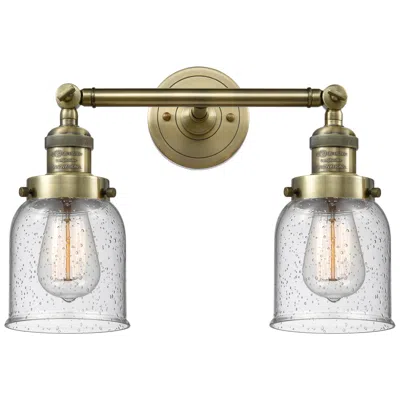 Innovations Lighting Bell 16" Wide 2 Light Antique Brass Bath Vanity Light W/ Seedy Shade