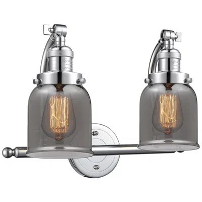 Innovations Lighting Bell 18"w 2 Light Polished Chrome Bath Vanity Light W/ Plated Smoke Sh