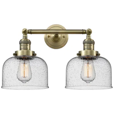 Innovations Lighting Bell 19" 2-light Antique Brass Bath Light W/ Seedy Shade