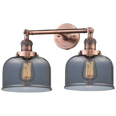 Innovations Lighting Bell 19" 2-light Antique Copper Bath Light W/ Plated Smoke Shade