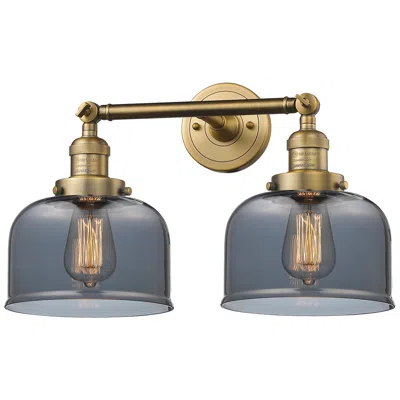 Innovations Lighting Bell 19" 2-light Brushed Brass Bath Light W/ Plated Smoke Shade