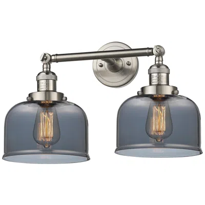 Innovations Lighting Bell 19" 2-light Brushed Satin Nickel Bath Light W/ Plated Smoke Shade