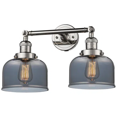 Innovations Lighting Bell 19" 2-light Polished Nickel Bath Light W/ Plated Smoke Shade