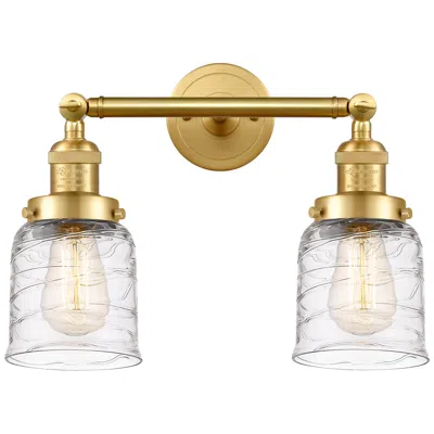 Innovations Lighting Bell 2 Light 16" Bath Light - Satin Gold - Deco Swirl Shade