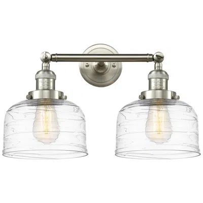 Innovations Lighting Bell 2 Light 19" Bath Light - Brushed Satin Nickel - Clear Deco Swirl