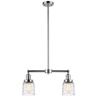 Innovations Lighting Bell - 2 Light 21" Island Light - Polished Chrome  - Deco Swirl Shade