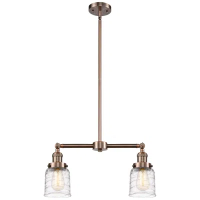 Innovations Lighting Bell - 2 Light 21" Led Island Light - Antique Copper  - Deco Swirl Sha