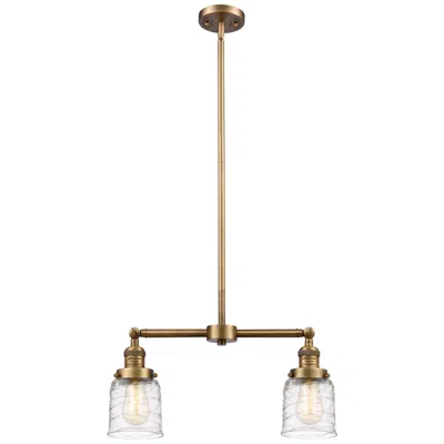 Innovations Lighting Bell - 2 Light 21" Led Island Light - Brushed Brass  - Deco Swirl Shad