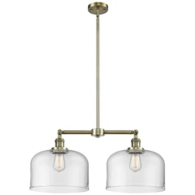 Innovations Lighting Bell 21" 2-light Antique Brass Island Light W/ Clear Shade
