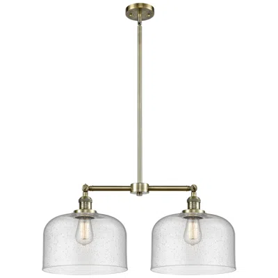 Innovations Lighting Bell 21" 2-light Antique Brass Island Light W/ Seedy Shade