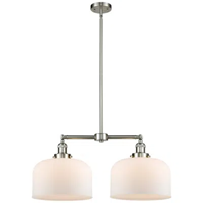 Innovations Lighting Bell 21" 2-light Brushed Satin Nickel Island Light W/ Matte White Shad
