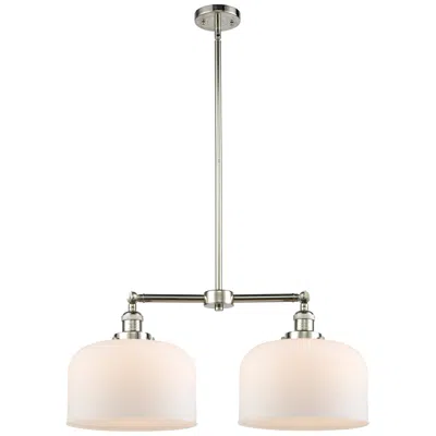Innovations Lighting Bell 21" 2-light Polished Nickel Island Light W/ Matte White Shade