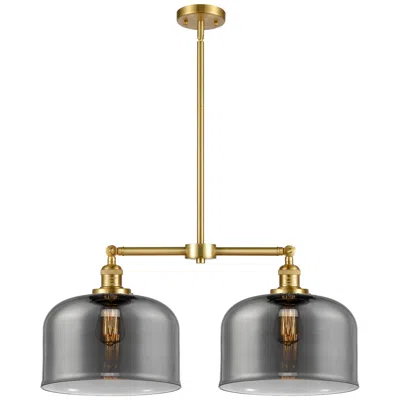 Innovations Lighting Bell 21" 2-light Satin Gold Island Light W/ Plated Smoke Shade