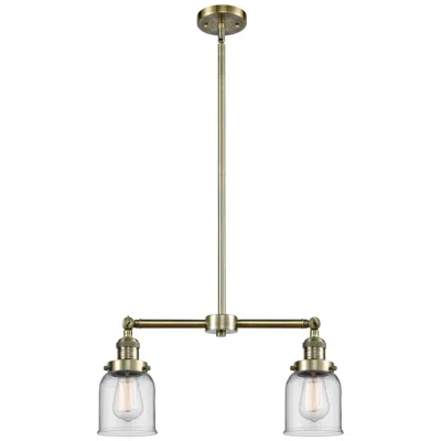 Innovations Lighting Bell 21" Wide 2 Light Antique Brass Island Light W/ Clear Shade