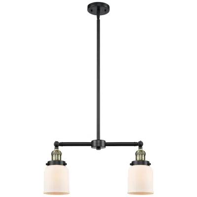 Innovations Lighting Bell 21" Wide 2 Light Black Brass Island Light W/ Matte White Shade
