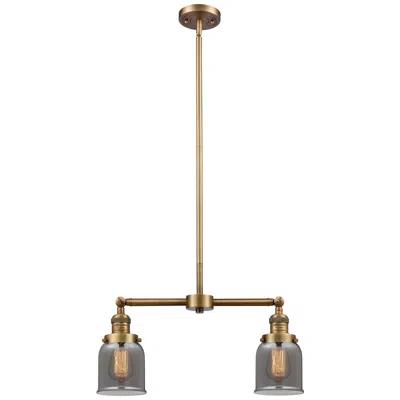 Innovations Lighting Bell 21" Wide 2 Light Brushed Brass Island Light W/ Plated Smoke Shade