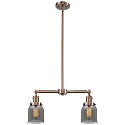 Innovations Lighting Bell 21" Wide 2 Light Copper Island Light W/ Plated Smoke Shade