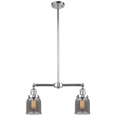 Innovations Lighting Bell 21" Wide 2 Light Polished Chrome Island Light W/ Plated Smoke Sha