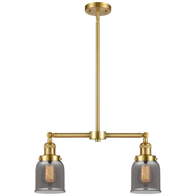 Innovations Lighting Bell 21" Wide 2 Light Satin Gold Island Light W/ Plated Smoke Shade