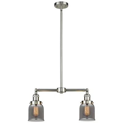 Innovations Lighting Bell 21"w 2 Light Brushed Satin Nickel Island Light W/ Plated Smoke Sh