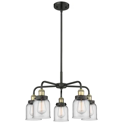 Innovations Lighting Bell 23"w 5 Light Black Antique Brass Stem Hung Chandelier W/ Clear Sh