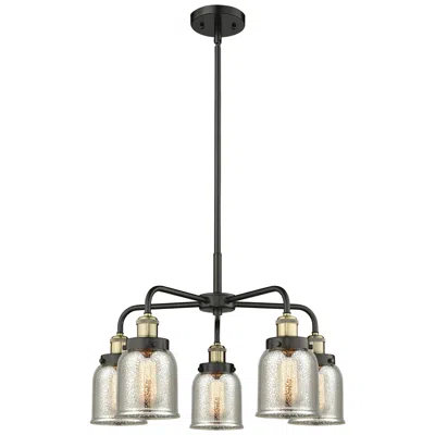 Innovations Lighting Bell 23"w 5 Light Black Antique Brass Stem Hung Chandelier W/ Mercury