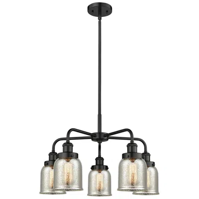 Innovations Lighting Bell 23"w 5 Light Matte Black Stem Hung Chandelier W/ Mercury Glass Sh