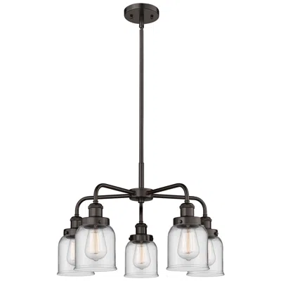 Innovations Lighting Bell 23"w 5 Light Oil Rubbed Bronze Stem Hung Chandelier W/ Clear Shad