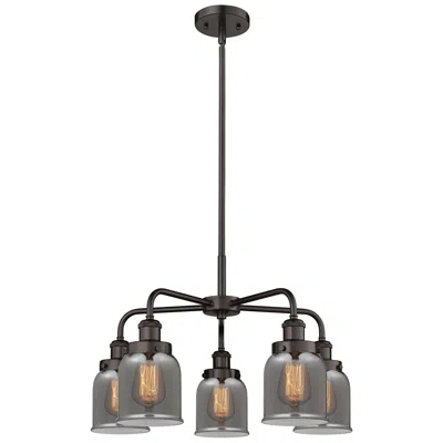 Innovations Lighting Bell 23"w 5 Light Oil Rubbed Bronze Stem Hung Chandelier W/ Smoke Shad