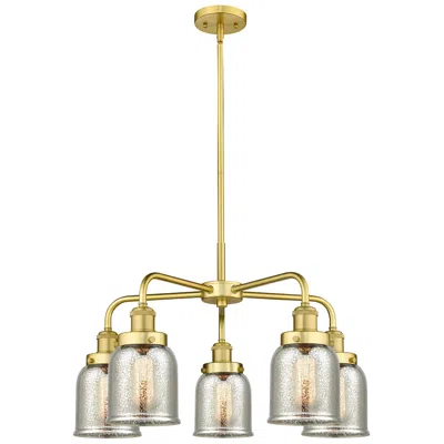 Innovations Lighting Bell 23"w 5 Light Satin Gold Stem Hung Chandelier W/ Mercury Glass Sha