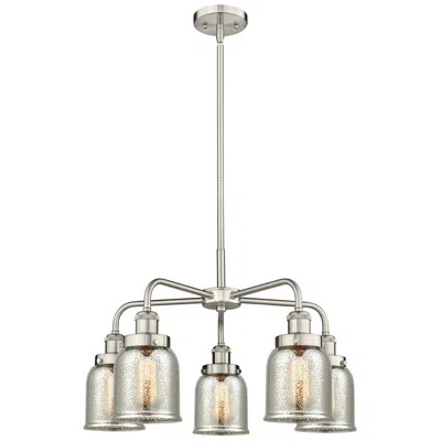 Innovations Lighting Bell 23"w 5 Light Satin Nickel Stem Hung Chandelier W/ Mercury Glass S