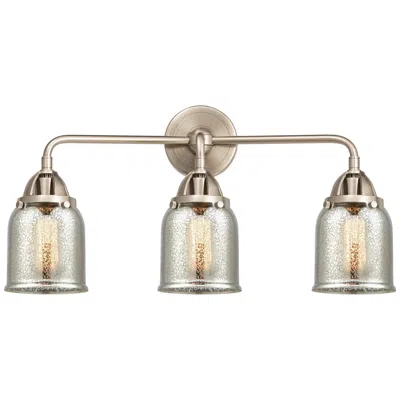 Innovations Lighting Bell 23"w Satin Nickel 3-light Bath Light W/ Mercury Glass