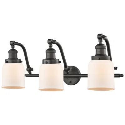 Innovations Lighting Bell 28" Wide 3 Light Bronze Bath Vanity Light W/ Matte White Shade