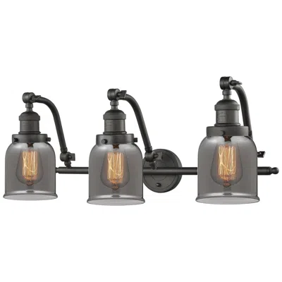 Innovations Lighting Bell 28" Wide 3 Light Bronze Bath Vanity Light W/ Plated Smoke Shade