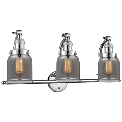 Innovations Lighting Bell 28"w 3 Light Polished Chrome Bath Vanity Light W/ Plated Smoke Sh
