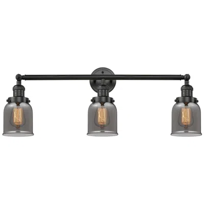 Innovations Lighting Bell 3 Light 30" Bath Light - Matte Black - Plated Smoke Shade
