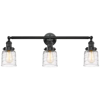 Innovations Lighting Bell 3 Light 30" Bath Light - Oil Rubbed Bronze - Deco Swirl Shade