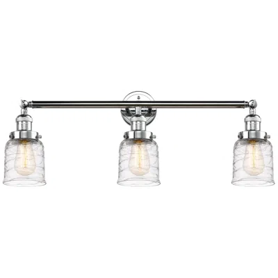 Innovations Lighting Bell 3 Light 30" Bath Light - Polished Chrome - Deco Swirl Shade