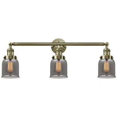 Innovations Lighting Bell 3 Light 30" Led Bath Light - Antique Brass - Plated Smoke Shade