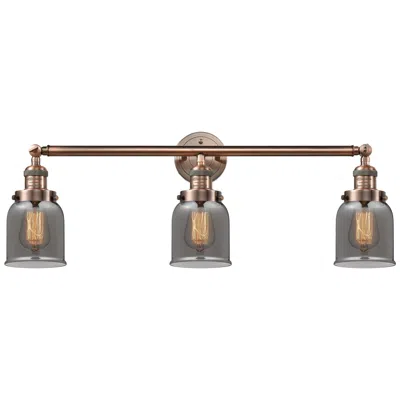 Innovations Lighting Bell 3 Light 30" Led Bath Light - Antique Copper - Plated Smoke Shade
